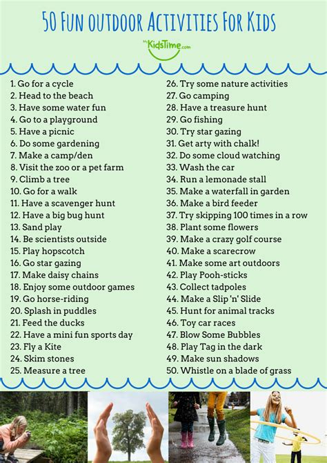 50 Fun Outdoor Activities For Kids Checklist