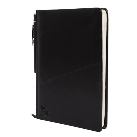 Pu Leather Hardbound Black Executive Notebook Diary With Pen, Monthly ...