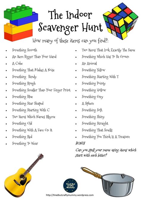 Indoor Scavenger Hunt Printable - Printable Word Searches