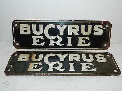 Set Of 2 Vintage Porcelain Bucyrus Erie Advertising Logo Signs | #483634189