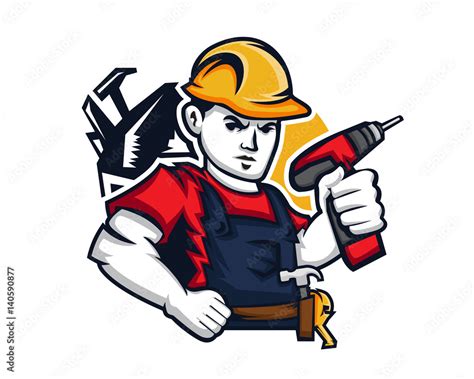 Modern Occupation People Cartoon Logo - Handyman Stock Vector | Adobe Stock