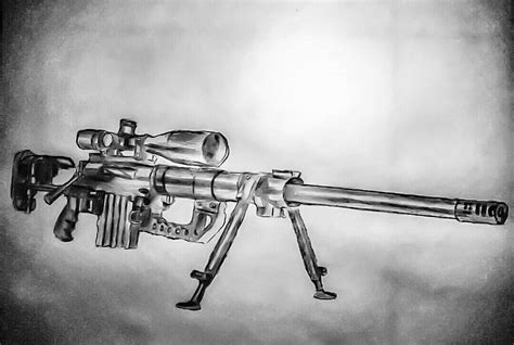 How To Draw A Sniper Bullet At first sketch out a long stick which ...