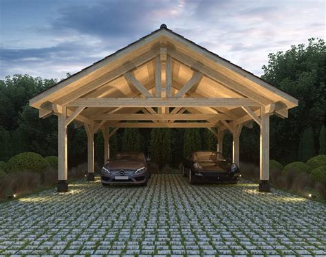 Amazon.com: ECOHOUSEMART | CARPORT de madera para 2 vehículos y cubierta de patio de 20 x 22 x ...