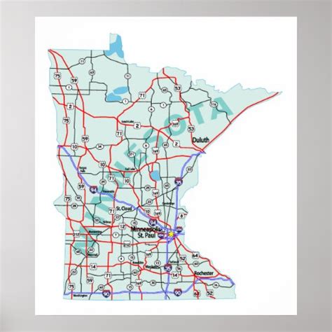 Minnesota Interstate Map Print | Zazzle