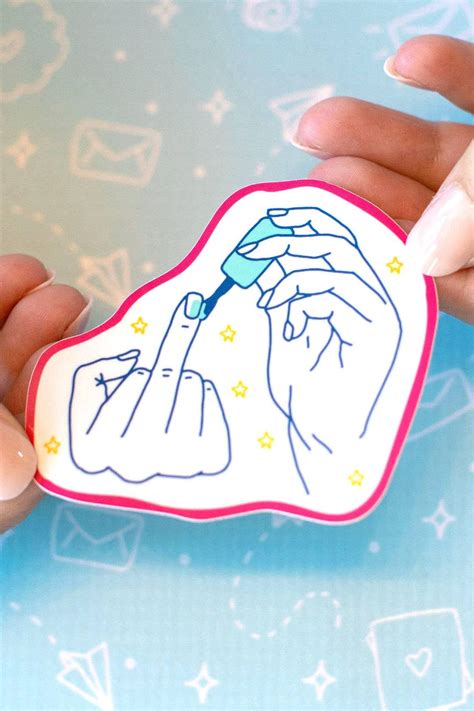 Nail Polish Middle Finger Sticker - 6 single stickers - ShopperBoard