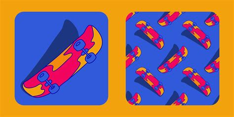 Illustration of skateboard with design pattern. Can be used for sticker, design composition ...