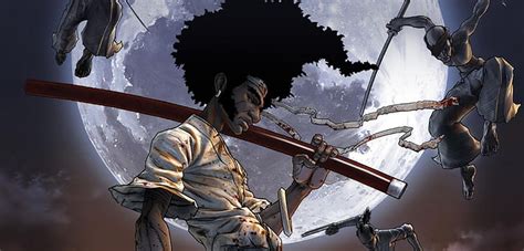 Afro Samurai, weapons, moon, swords, anime, headband, afro, blood, HD ...