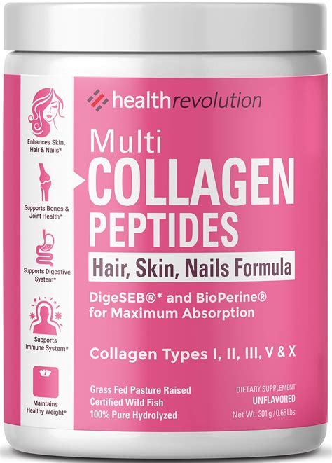 Buy Multi Collagen Peptides Powder Supplement Types I, II, III, V, X - 5 Hydrolyzed Collagen ...