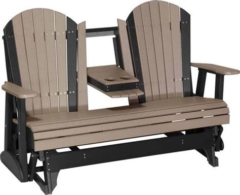 Amish Luxcraft 5ft Poly Adirondack Patio Glider Bench (2-3 Seater with cup holders) - FREE ...