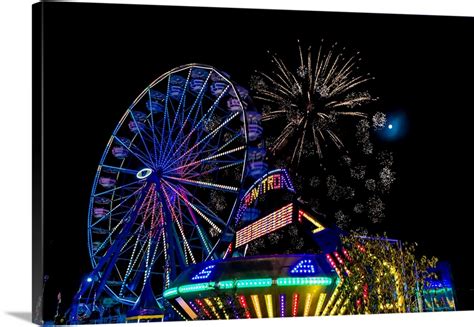 Illuminated Ferris Wheel, Fireworks At The Ventura County Fair, Ventura, California Wall Art ...