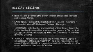 Jose Rizal Mercado Family History | PPT | Free Download