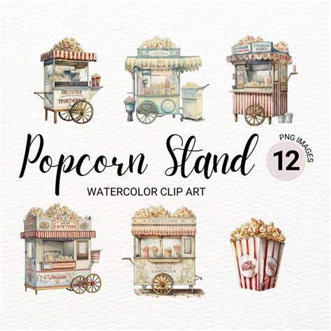 Popcorn Stand Clipart | Popcorn PNG | Movie Night Clipart | - Inspire ...