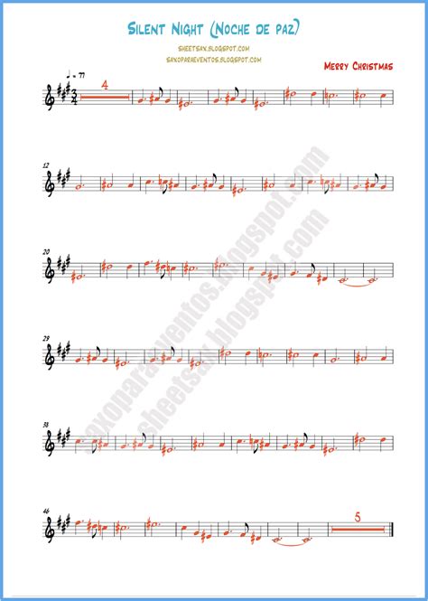 Silent Night: Free Christmas sheet music and playalong | Free sheet music for sax