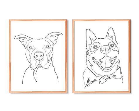 Custom Line Drawing Pet Dog Portrait INKED Tattoo | Etsy