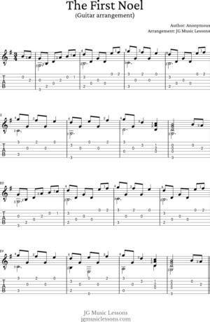 The First Noel chords, guitar tabs, and fingerstyle arrangement - JG Music Lessons