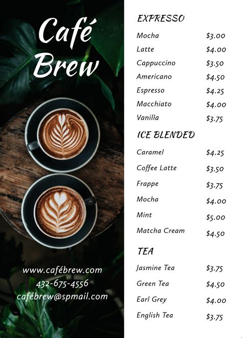 Free Cafe Menu Templates For Word - Ccalcalanorte.com