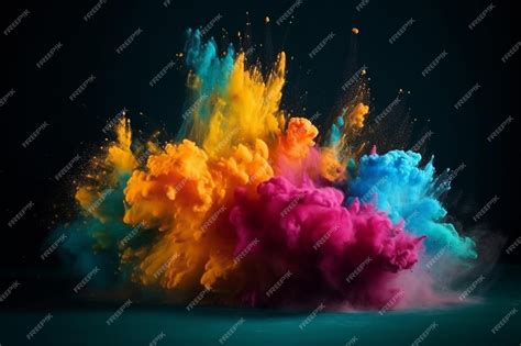 Premium AI Image | A colorful smoke explosion with a black background.