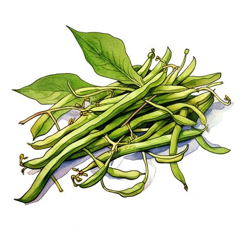 Premium AI Image | A drawing of green beans with green leaves on it