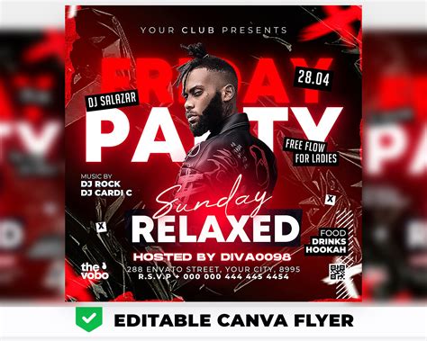 EDITABLE Party Flyer, Canva Club Flyer Template Perfect for DJ or Night Club Events, 4x4 Inch - Etsy