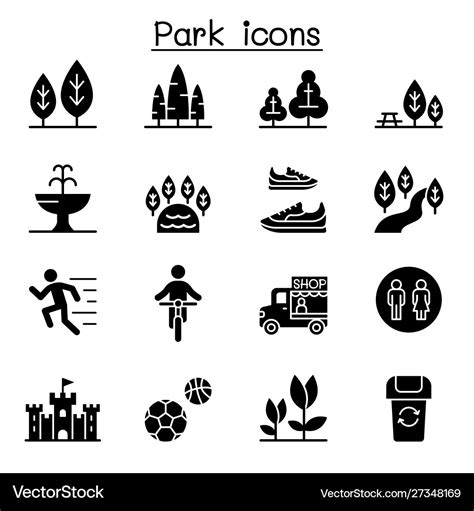 Park icon set Royalty Free Vector Image - VectorStock