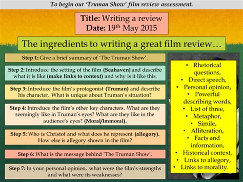 KS3: The Truman Show - analysis and film review | Teaching Resources