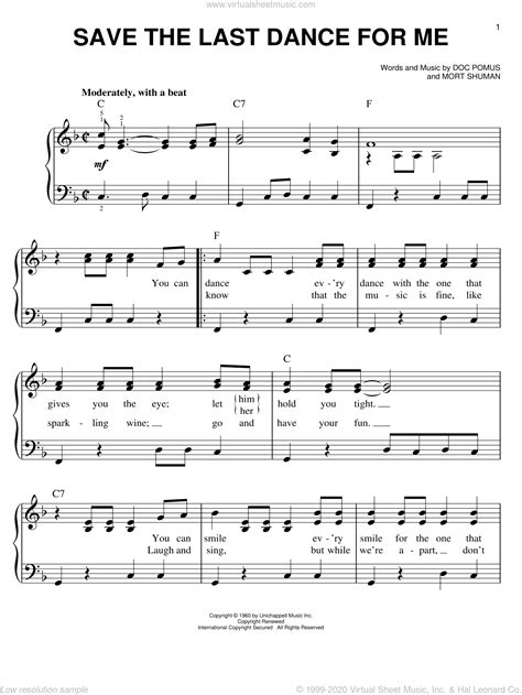 Buble - Save The Last Dance For Me sheet music for piano solo