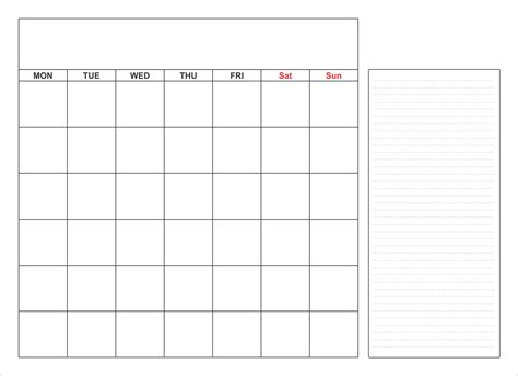 Printable Blank Monthly Calendar Template | Images and Photos finder