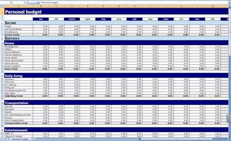 Monthly and Yearly Budget Spreadsheet Excel Template