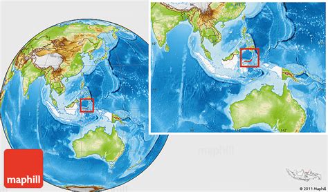 Physical Location Map of North Sulawesi, highlighted country, within the entire country