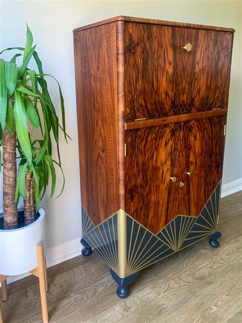 Upcycled Gold Bronze Drinks Cocktail Gin Wine Bar Cabinet – Kookiwood | Art deco furniture ...