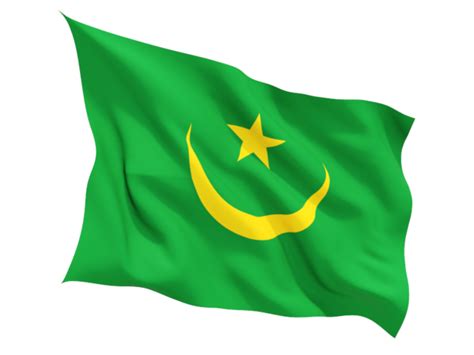 Fluttering flag. Illustration of flag of Mauritania