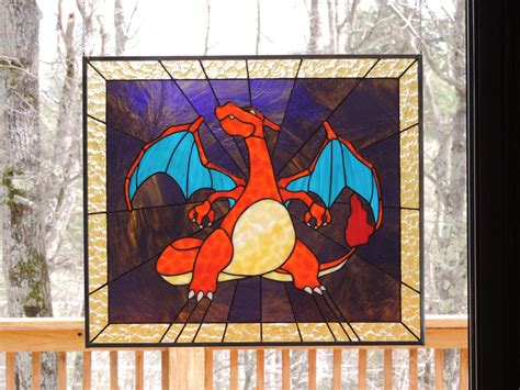 Detailed Large Stained Glass CHARIZARD Panel - POKEMON | Stained glass ...