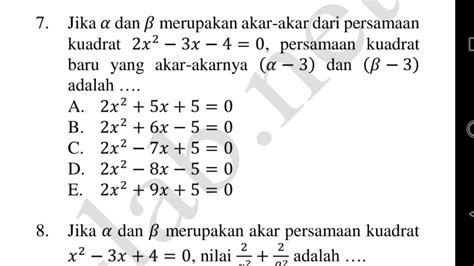 Contoh Soal Menentukan Akar Persamaan Kuadrat