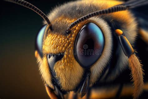 Macro of a Honey Bee. Generative AI Stock Illustration - Illustration ...