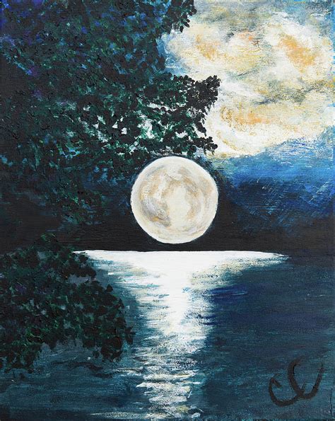 Moon over Water Painting by Courtney Cole