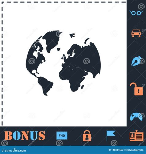 World map icon flat stock vector. Illustration of ocean - 145814653