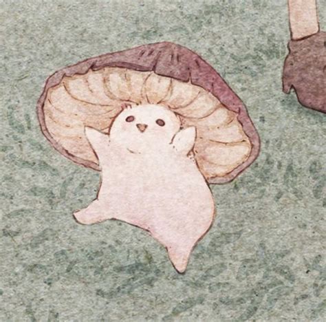 an illustration of a cat and a mushroom on the ground