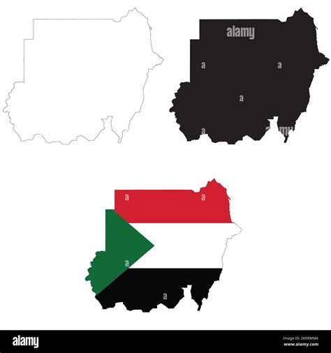 Map Sudan on white background. Sudan Map Outline. Sudan vector map with the flag inside Stock ...