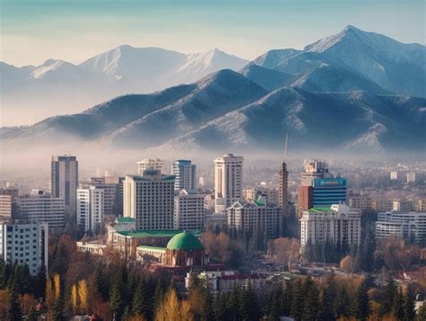 Premium Photo | Almaty city Kazakhstan view from above