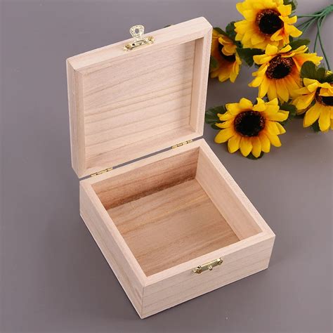 Handmade Unfinished Small Wooden Storage Box With Lid For Collection Of ...