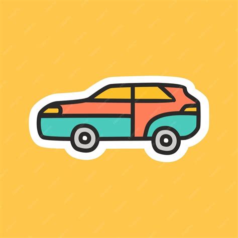 Premium Vector | Cute cartoon car sticker. cartoon sticker car transportation