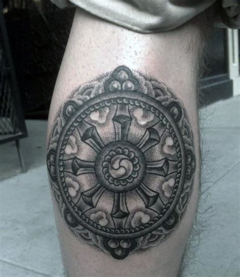 40 Dharma Wheel Tattoo Designs For Men - Dharmachakra Ink Ideas