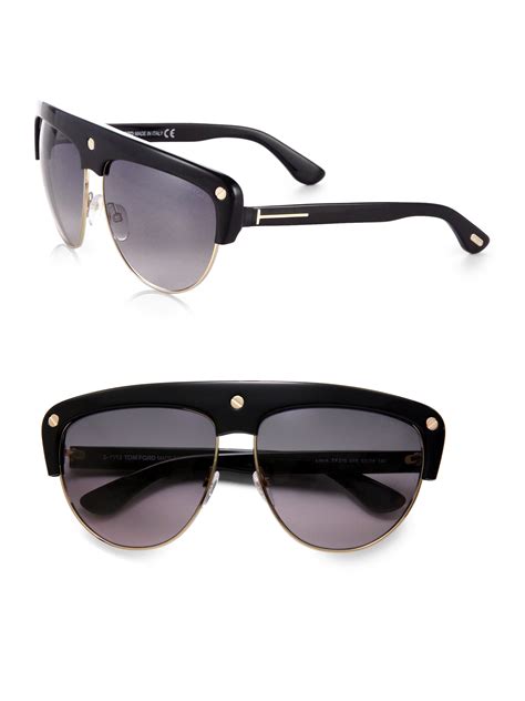 Lyst - Tom Ford Liane Shield Aviator Sunglasses in Black