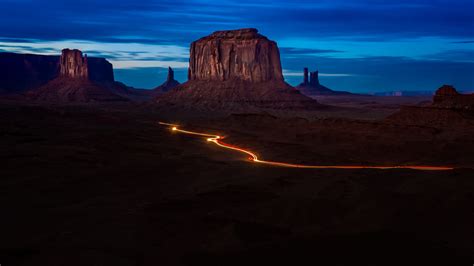 Monument Valley Under Blue Sky During Night Time 4K HD Nature ...