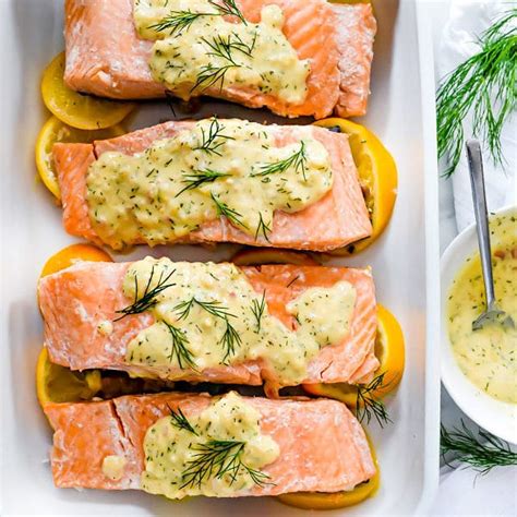 Poached Salmon (+ Mustard Dill Sauce!) | foodiecrush.com