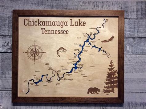 Chickamauga Lake Tennessee. Laser engraved wooden lake map. | Etsy | Chickamauga lake, Lake map ...