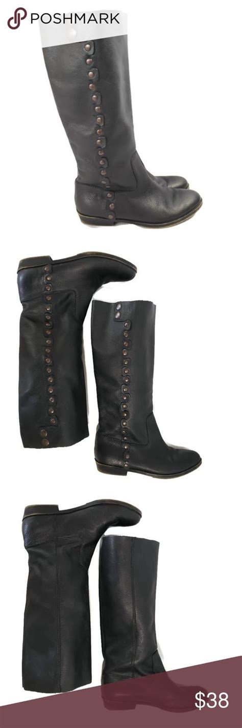 Nine West Black Leather Studded Boots Size 6M | Studded boots, Black leather, Boots