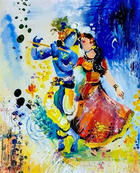 Radha Krishna Merge Into Music Handpainted Painting on Canvas (Without Frame) – SoulSpaze