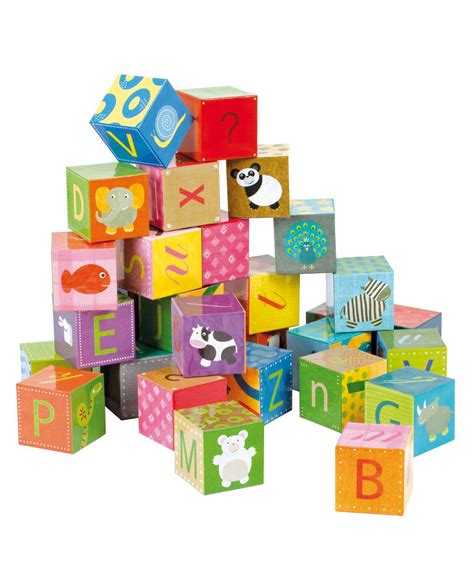 Janod - Kubkid 32 Cube Alphabet - Wooden Toys - Mamas & Papas Cubos de ...