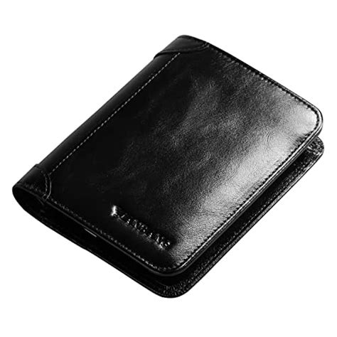 MANBANG Men's Wallets RFID Genuine Leather Trifold Wallets For Men with ID Window and Credit ...